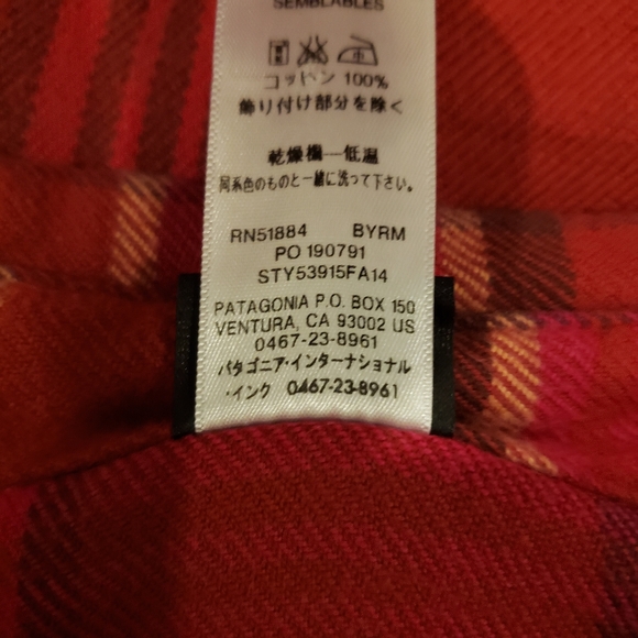 Patagonia Women's Long Sleeve Organic Cotton Midweight Fjord Flannel Shirt Red 4 - Picture 8 of 9